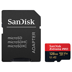 SanDisk Extreme PRO microSDXC UHS I U3 128 Go Adaptateur SD
