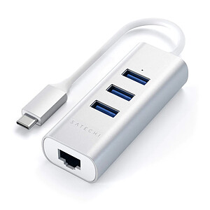 SATECHI Hub USB-C 2-en-1 avec 3 Ports Ethernet - Silver