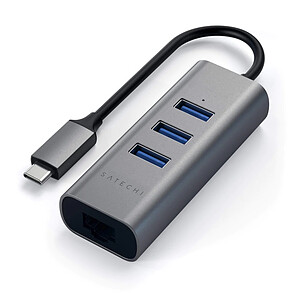 SATECHI Hub USB-C 2-en-1 avec 3 Ports Ethernet - Grey