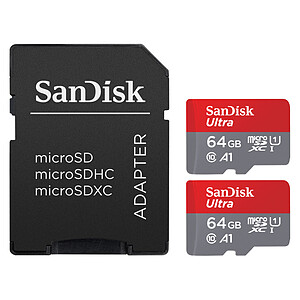 SanDisk Ultra microSD UHS I U1 64 Go 140 Mo s x2 Adaptateur SD