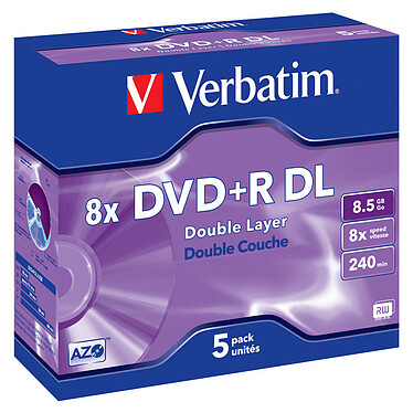 Verbatim DVD R DL 8.5 GB 8x 240 min (per 5, jewel case)
