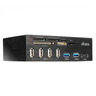 Akasa AK-HC-05U3BK Lector de tarjetas de memoria interno + puertos USB 2.0 y USB 3.0 para rack de 5.25