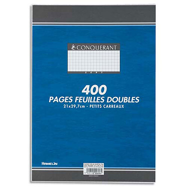 Conquerant 400 pages copies doubles petits carreaux 5 x 5 mm non perforées