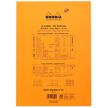 Acheter Rhodia Bloc N°18 agrafé en-tête 21 x 29.7 cm quadrillé 5 x 5 160 pages (x5)