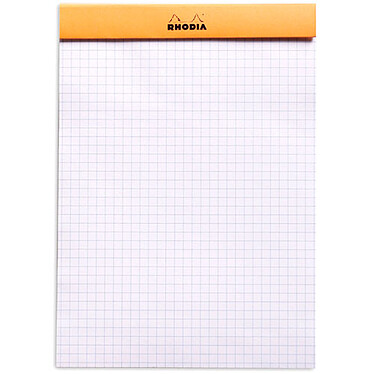 Rhodia Bloc N°16 Orange agrafé en-tête 14.8 x 21 cm quadrillé 5 x 5 160 pages