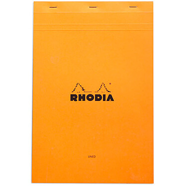 Rhodia Bloc N°19 Orange agrafé en-tête 21 x 31.8 cm ligné avec marge 160 pages