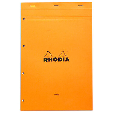 Rhodia Bloc N°20 Orange agrafé en-tête 21 x 31.8 cm Seyès grands carreaux  160 pages perforées