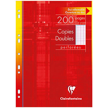 Clairefontaine Copies doubles perforées 200 pages 21 x 29.7 cm grands carreaux Seyes