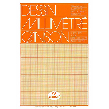 Canson Bloc de papier dessin millimétré 50 feuilles 29,7x42 72g