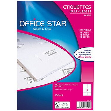 Office Star Etiquettes 105 x 70 mm x 800