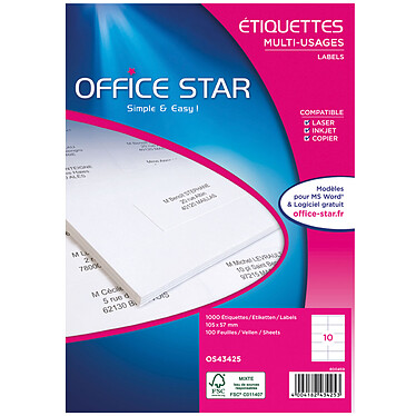 Office Star Etiquettes 105 x 57 mm x 1000