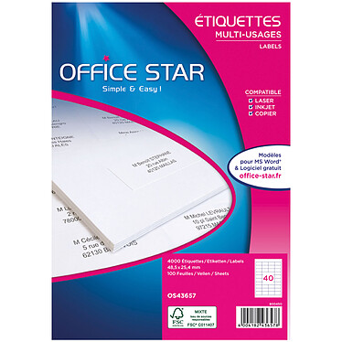 Office Star Etiquettes 48.5 x 25.4 mm x 4000