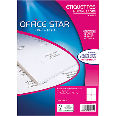 Office Star Labels 105 x 148.5 mm x 400