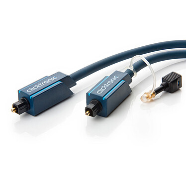 Clicktronic câble Toslink (5 mètres) Cordon audio optique Toslink mâle/mâle à hautes performances avec adaptateur Jack 3.5 mm