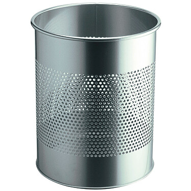 DURABLE Round wastepaper basket mtal ajoure 15 litres colour silver mtallis
