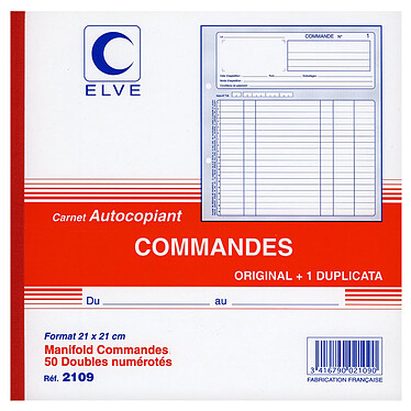 Elve Manifold Commandes 50 feuillets avec duplicata 21 x 21 cm