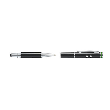 Leitz Stylo/Stylet 4 en 1 pour écrans tactiles Noir Stylo pouvant être utilisé comme stylo-bille, stylet, puissant pointeur laser ou lampe de poche LED