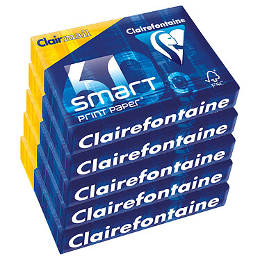 Clairefontaine Clairmail Smartprint Lot de 5 ramettes de papier 500 feuilles A4 60g Blanc