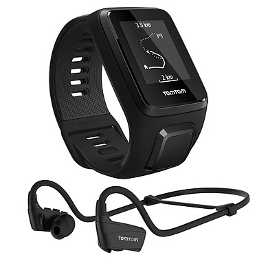 TomTom Spark 3 Cardio + Music bracelet large Noir + Casque Bluetooth