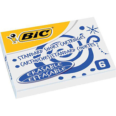 BIC Cartouches standard courtes bleues x 6