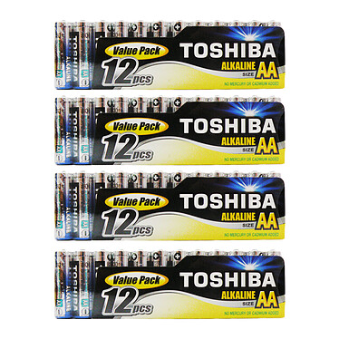 Toshiba Piles Alcalines AA LR6 (par 48)