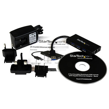 Hub USB portatile StarTech.com 3.0 con cavo integrato e Gigabit Ethernet - Alluminio economico