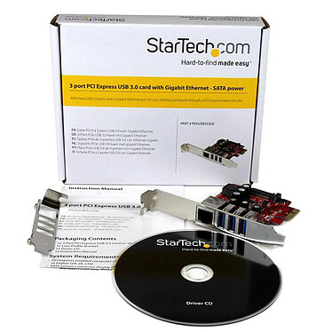 cheap StarTech.com 3-Port USB 3.0 and 1 Gigabit Ethernet PCI Express Card with UASP