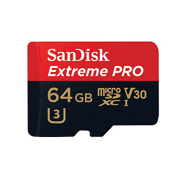 SanDisk Extreme PRO microSDXC UHS-I U3 64 Go + Adaptateur SD