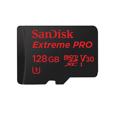 SanDisk Extreme PRO microSDXC UHS-I U3 128 Go + Adaptateur SD (SDSQXXG-128G-GN6MA)
