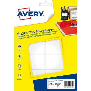 Avery Etiquettes de bureau multi-usages 38.5 x 65 mm x 160