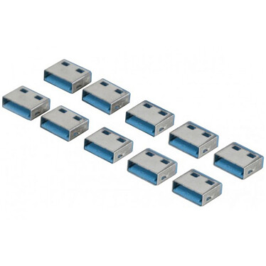 Bouchons de verrouillage pour 10 ports USB (bleu) Bouchons de verrouillage USB