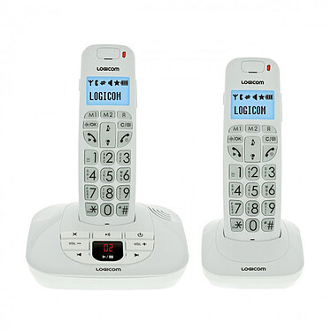Logicom Confort 255T Blanc Téléphone DECT sans fil pour senior avec haut parleur et combiné supplémentaire (version française)