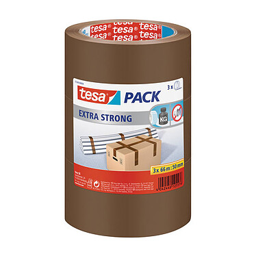 tesa Emballer Extra Strong Packaging Tape 66m x 50mm Brown x 3