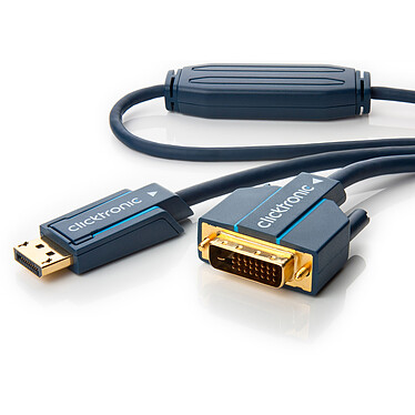 Clicktronic câble DisplayPort / DVI-D (5 mètres) Cordon adaptateur DisplayPort mâle vers DVI-D Dual-Link mâle avec prise en charge 1920 x 1200 pixels
