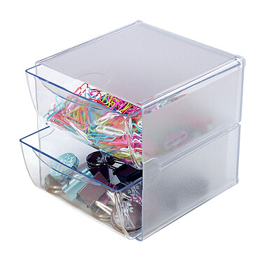 deflecto Cube 2 tiroirs Cristal (350101)