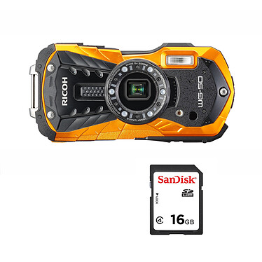 Ricoh WG-50 Orange + SanDisk pour Ricoh SDHC 16 Go