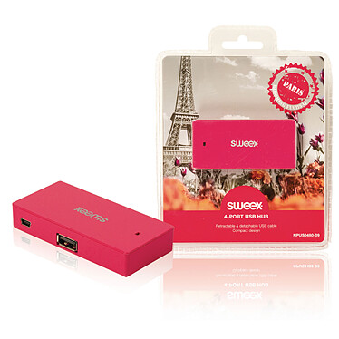 Sweex 4-Port Hub USB (Rose) pas cher