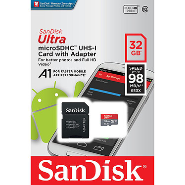 Avis SanDisk Ultra Android microSDHC 32 Go + Adaptateur SD