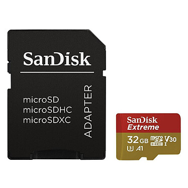 SanDisk Extreme microSDHC UHS-I U3 V30 32 GB + adaptador SD Tarjeta de memoria MicroSDHC UHS-I U3 V30 A1 32 GB