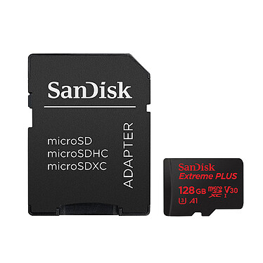 SanDisk Extreme Plus microSDXC UHS-I U3 V30 A1 128 GB + adaptador SD