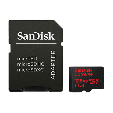 SanDisk Extreme Action Camera microSDHC UHS-I U3 V30 A1 128 Go + Adaptateur SD