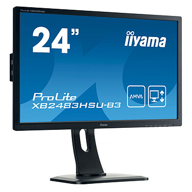 iiyama 24" LED - ProLite XB2483HSU-B3 1920 x 1080 pixels - 4 ms - Format large 16/9 - Dalle AMVA - HDMI/DisplayPort/VGA - Hub USB - HAS+Pivot - Noir