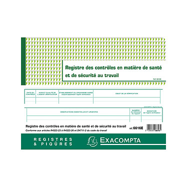 Exacompta Register of Occupational Health and Safety Checks