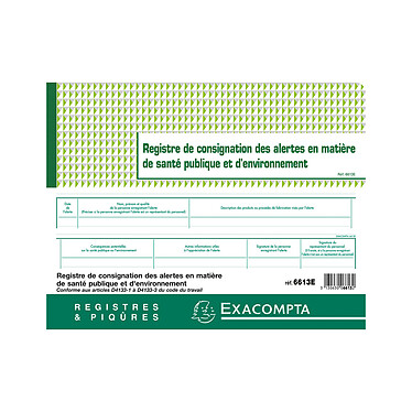 Exacompta Public health and environmental alert register
