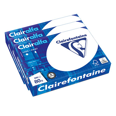 Avis Clairefontaine Clairalfa 80g A4 ramette 500 feuilles Blanc X3
