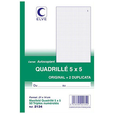 Elve Quadrill notebook 5 x 5 mm, 50 tri-fold sheets