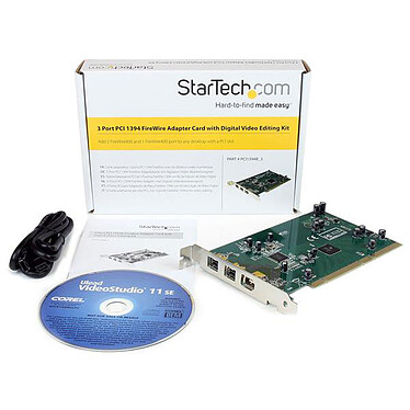 StarTech.com Carte adaptateur 3 ports PCI 1394b FireWire avec kit d'édition vidéo numérique pas cher