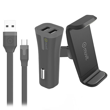 Muvit Pack Charge Voiture USB Noir