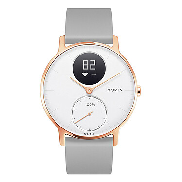 Withings Nokia Steel HR 36 mm Silicone Gris & Or Rose