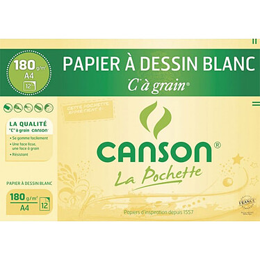 Canson Pochette Papier dessin Blanc "C" à grain (A4)